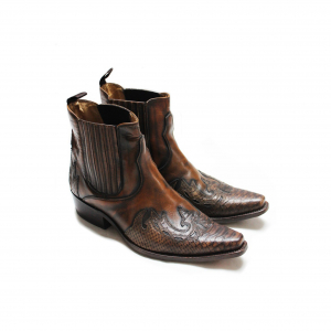  Sancho Boots made in Spain stivali marroni in pelle texani da uomo con dettagli in finto pitone (EU 41)